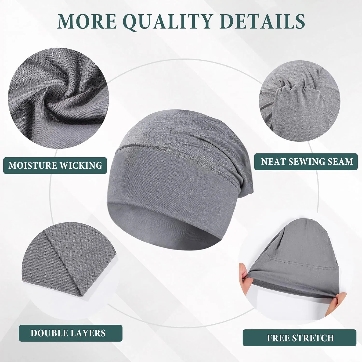 9 Pieces Solid Women Chemo Hat Stretchy Turban Beanie,Pre Tied Chemo Head Scarf Beanie Skull Cover Cap for Women Hair Loss
