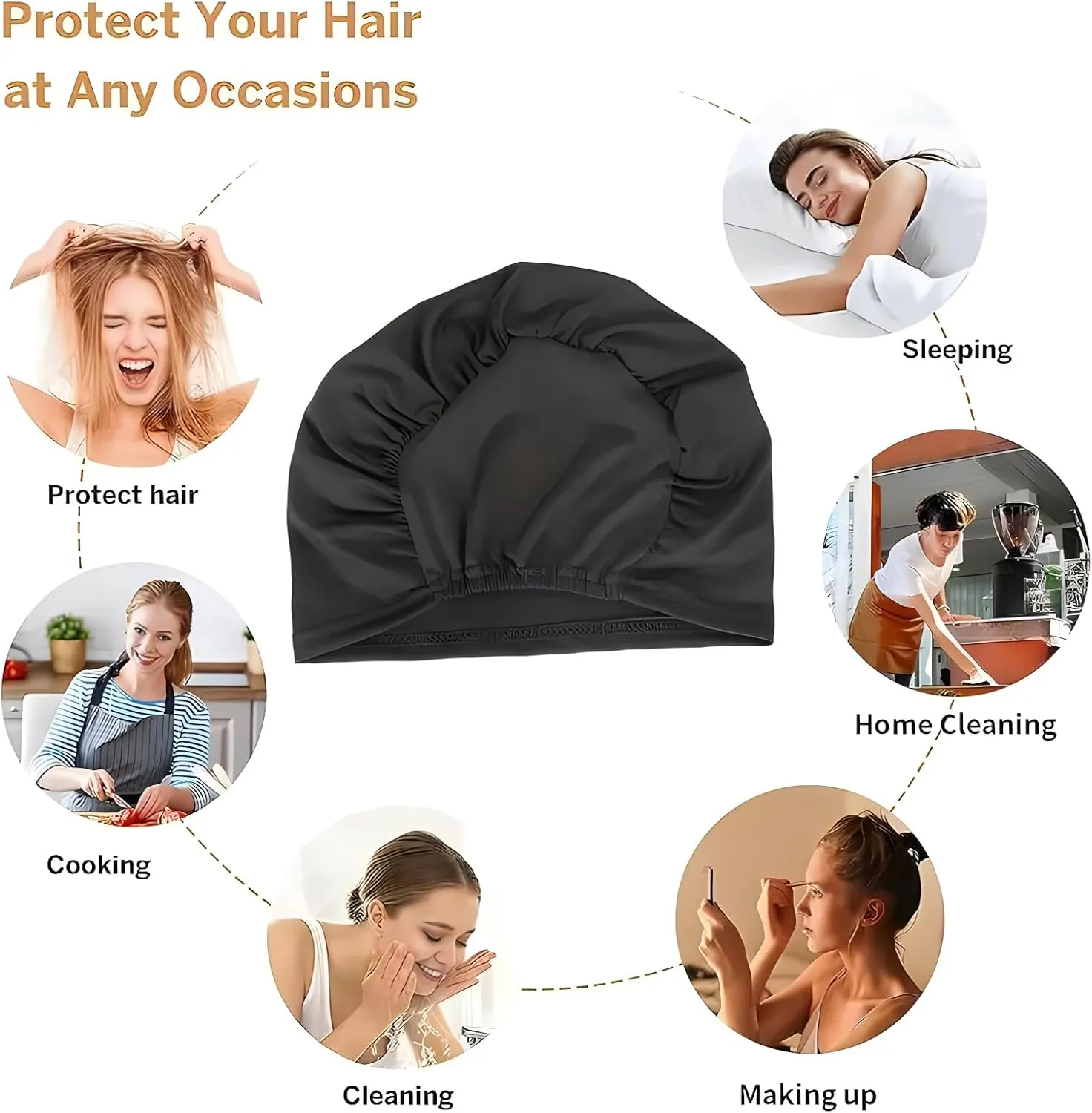 9 Pieces Solid Women Chemo Hat Stretchy Turban Beanie,Pre Tied Chemo Head Scarf Beanie Skull Cover Cap for Women Hair Loss