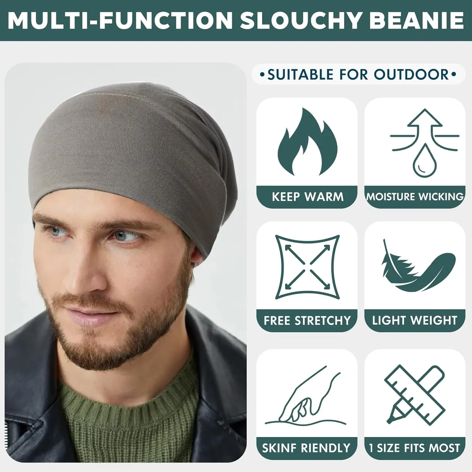 9 Pieces Solid Women Chemo Hat Stretchy Turban Beanie,Pre Tied Chemo Head Scarf Beanie Skull Cover Cap for Women Hair Loss