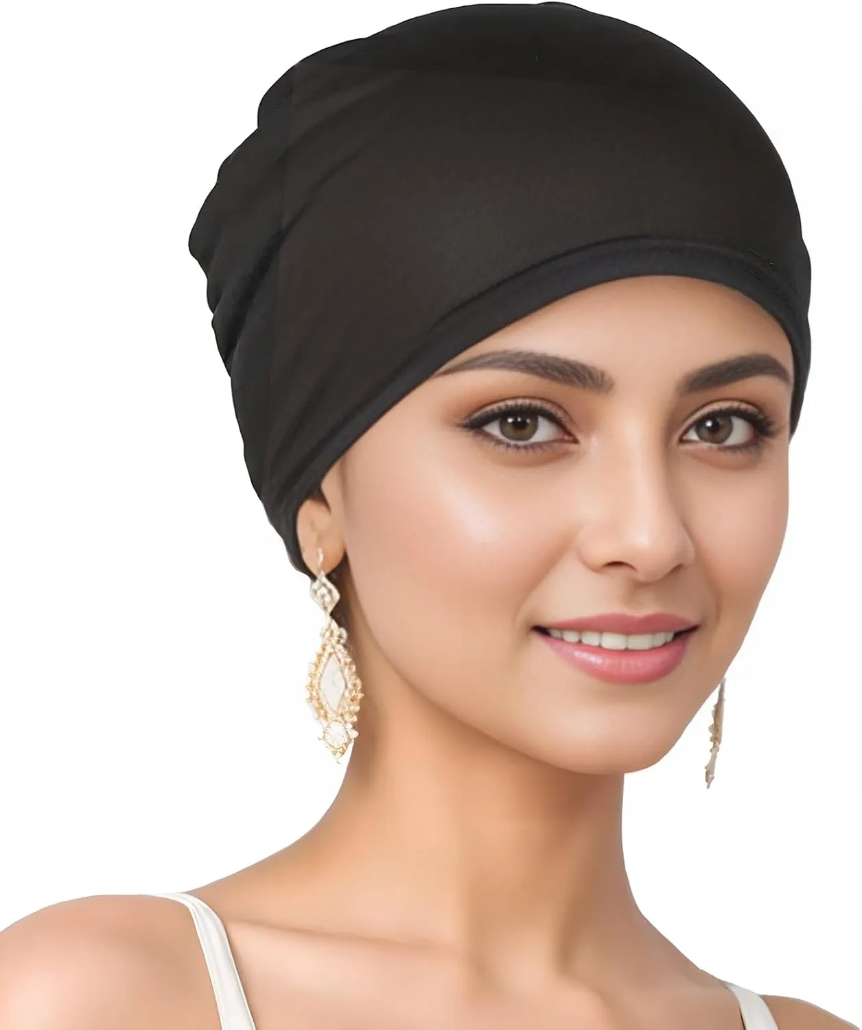 9 Pieces Solid Women Chemo Hat Stretchy Turban Beanie,Pre Tied Chemo Head Scarf Beanie Skull Cover Cap for Women Hair Loss