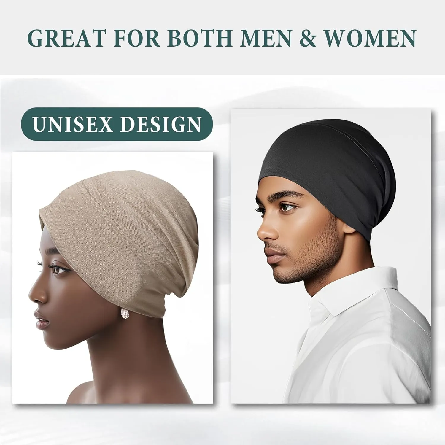 9 Pieces Solid Women Chemo Hat Stretchy Turban Beanie,Pre Tied Chemo Head Scarf Beanie Skull Cover Cap for Women Hair Loss