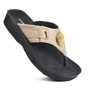 AEROTHOTIC Casual Flip Flops with Arch Supportive Footbed Comfortable Fashion Thong Soft Cushion Non-Slip Summer Vacation Essentials Orthotic Sandals for Women