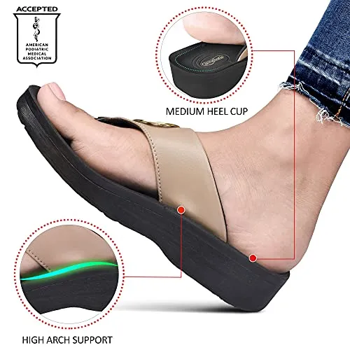 AEROTHOTIC Casual Flip Flops with Arch Supportive Footbed Comfortable Fashion Thong Soft Cushion Non-Slip Summer Vacation Essentials Orthotic Sandals for Women