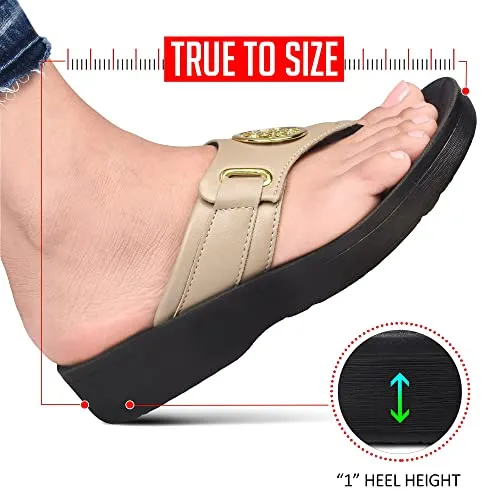 AEROTHOTIC Casual Flip Flops with Arch Supportive Footbed Comfortable Fashion Thong Soft Cushion Non-Slip Summer Vacation Essentials Orthotic Sandals for Women