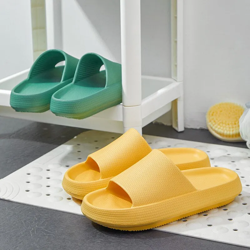 All Seasons Home Couple Slippers for Women and Men Bathing Non-Slip Thick-Soled Slides Indoor Trendy Slippers
