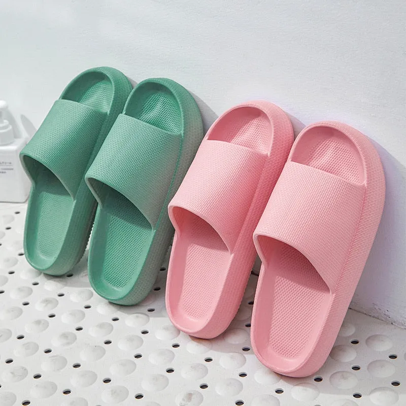 All Seasons Home Couple Slippers for Women and Men Bathing Non-Slip Thick-Soled Slides Indoor Trendy Slippers