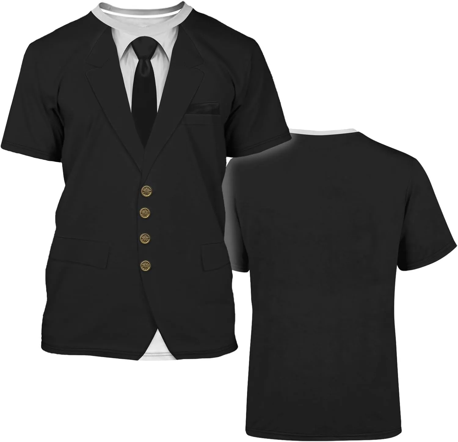 Anime Pirate Captain Tee Tuxedo T-Shirt Funny Cosplay Costume Tee Crewneck Short Sleeve Casual Top Unisex