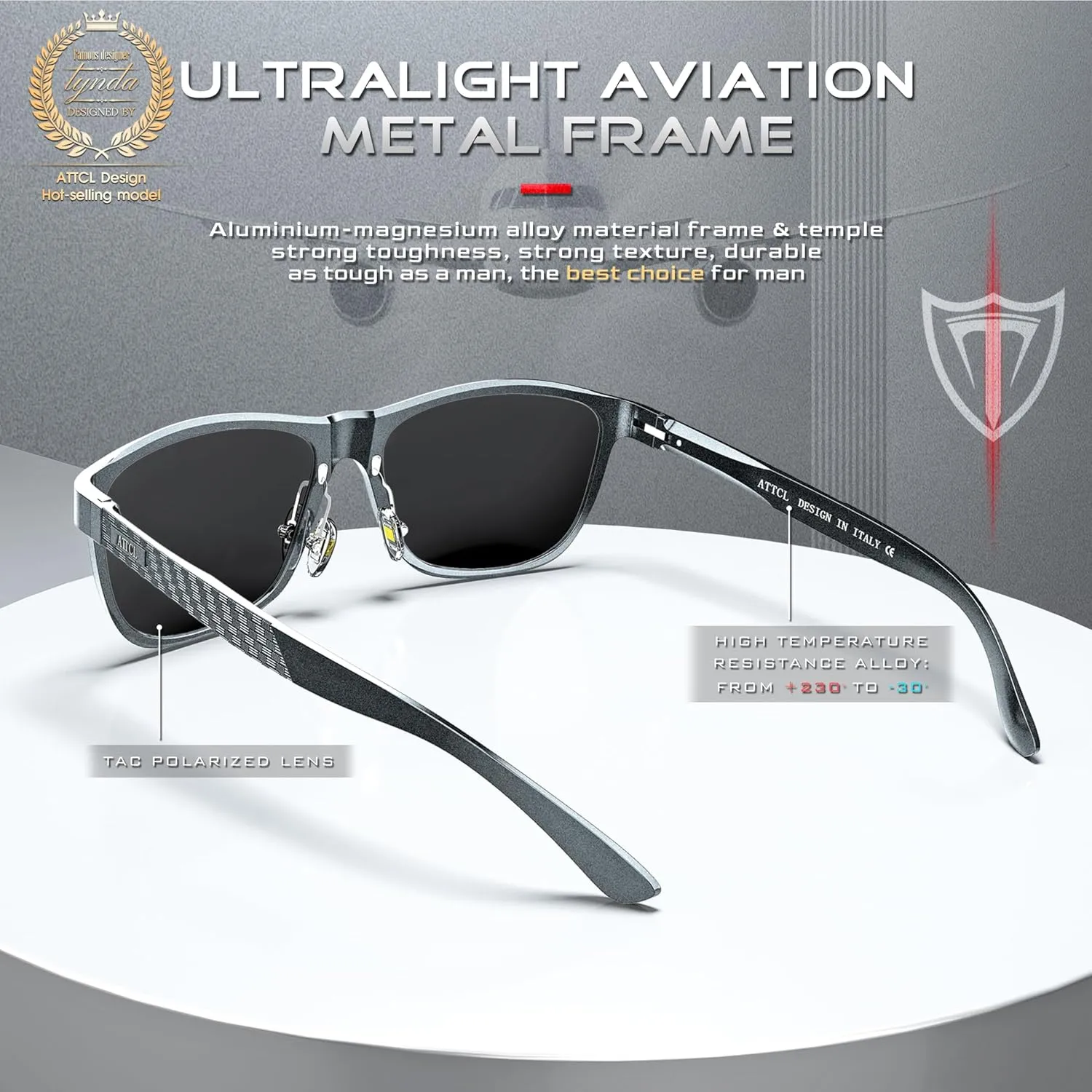 ATTCL Men's Retro Metal Frame Driving Polarized Sunglasses For Men Sun glasses
