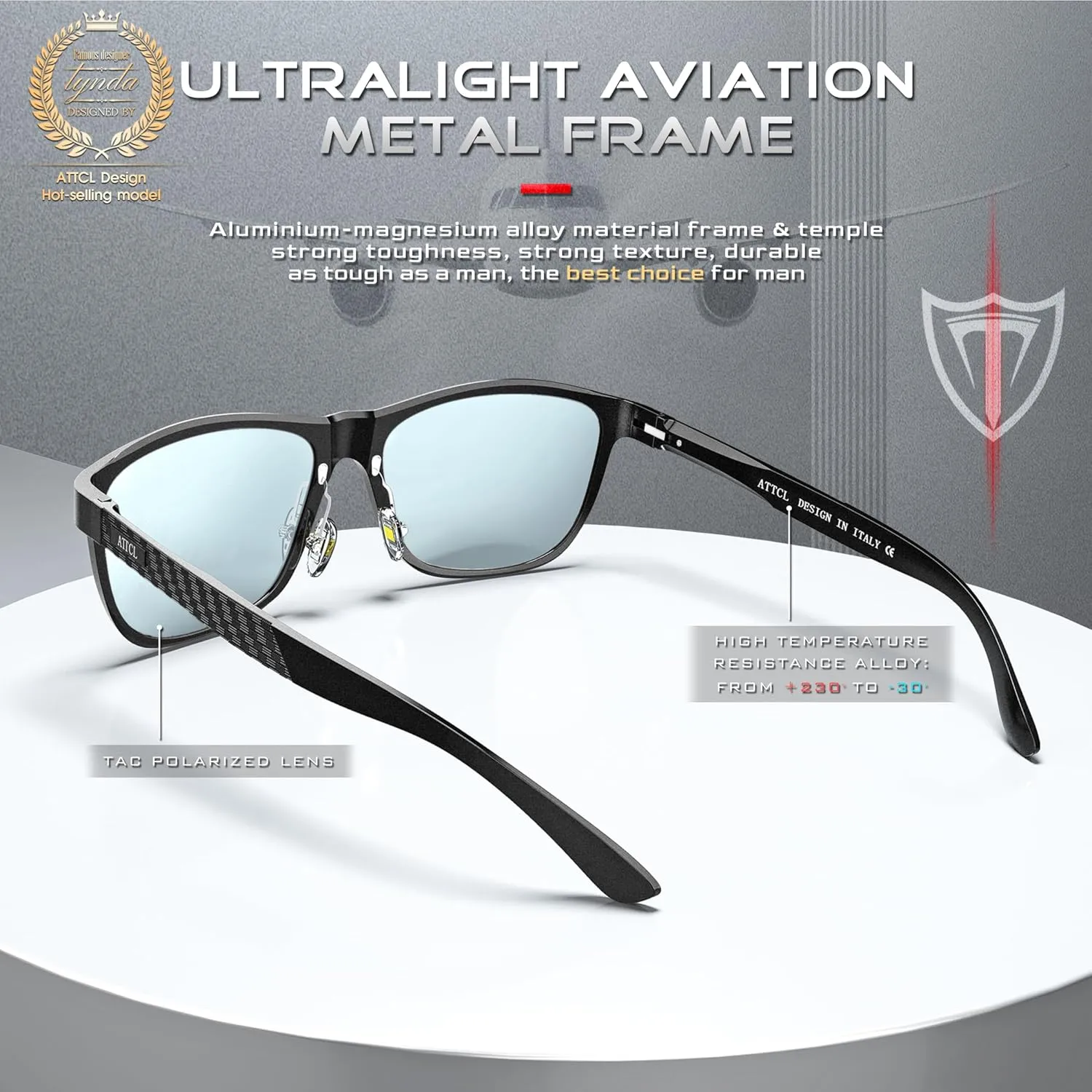 ATTCL Men's Retro Metal Frame Driving Polarized Sunglasses For Men Sun glasses