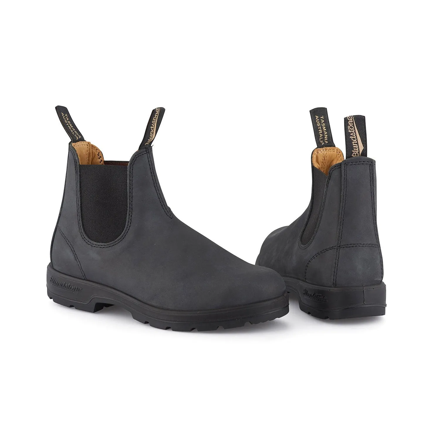 Blundstone #587 Classics Unisex Rustic Black Leather Water Resistant Pull On Ankle Boots