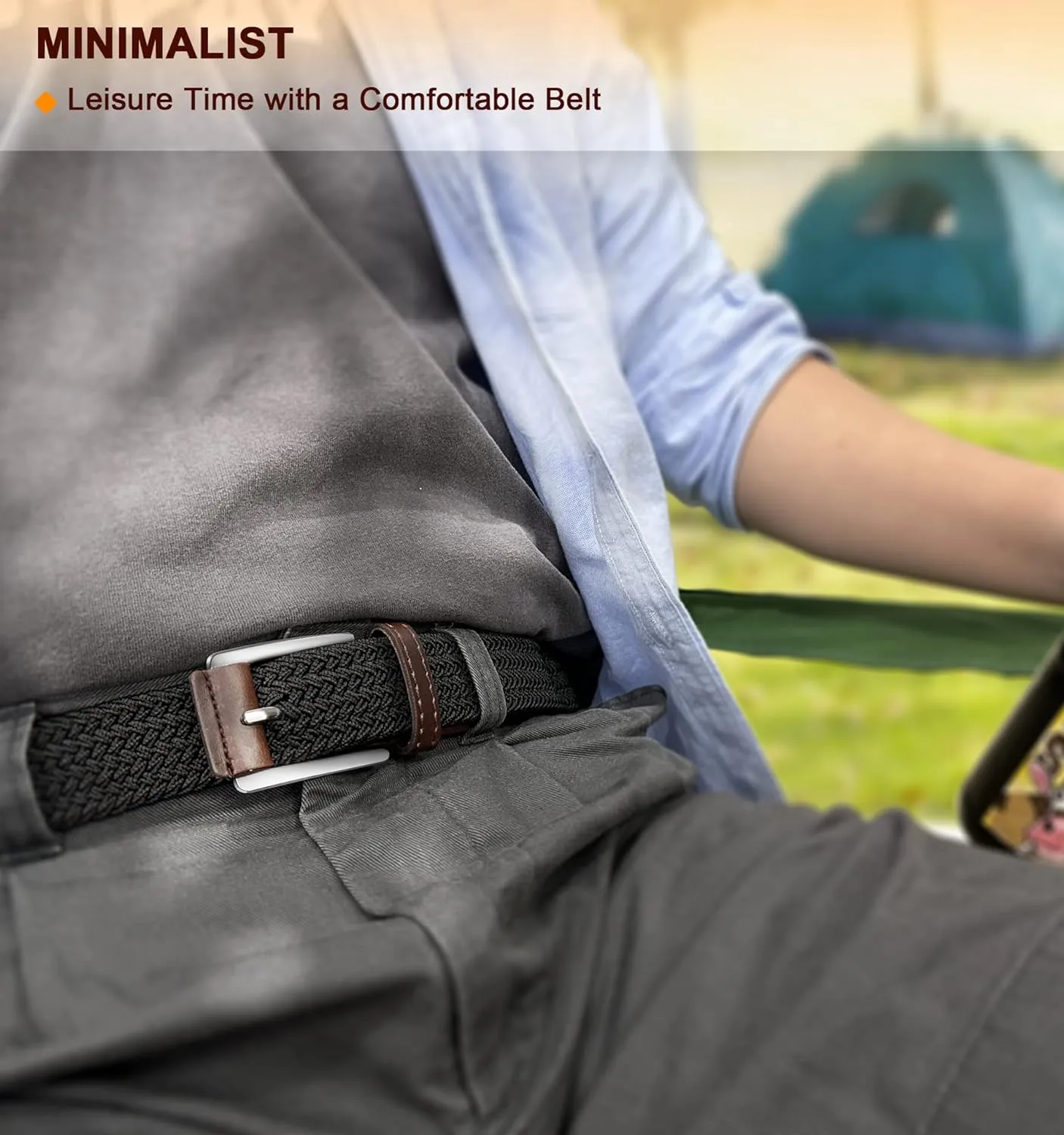 BULLIANT Stretch Belt Men,Mens Gift Woven Braided Web Belt 1 3/8 for Golf Casual Pants Shirts Jeans