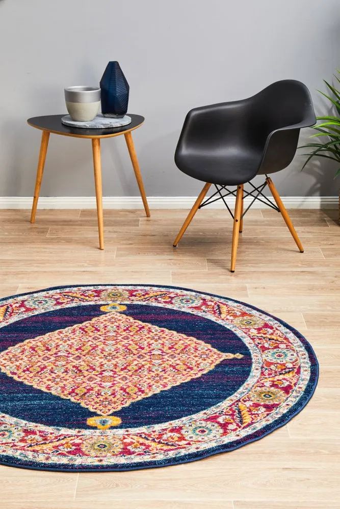 Century 966 Round Rug (Royal Blue) by Rug Culture