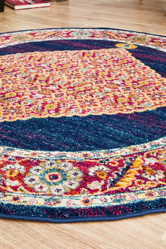 Century 966 Round Rug (Royal Blue) by Rug Culture
