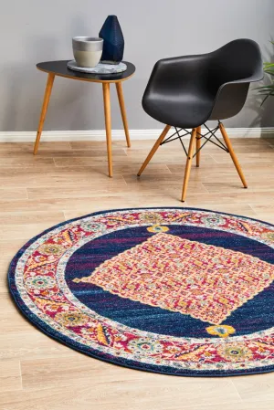 Century 966 Round Rug (Royal Blue) by Rug Culture