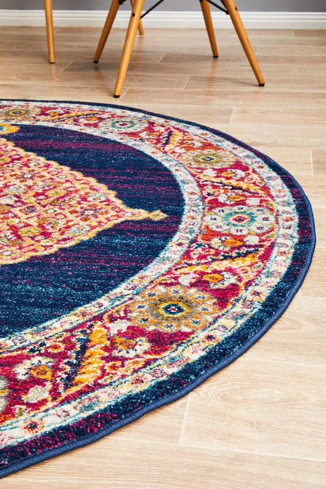 Century 966 Round Rug (Royal Blue) by Rug Culture