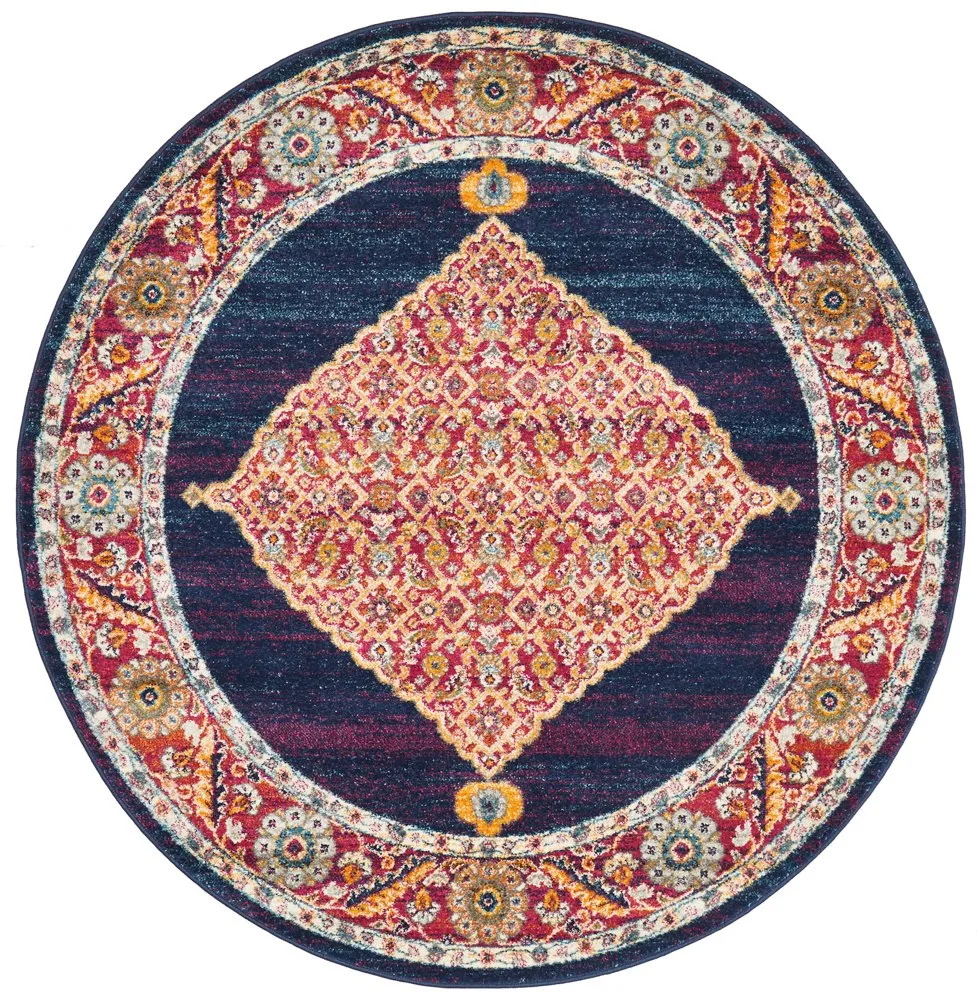 Century 966 Round Rug (Royal Blue) by Rug Culture