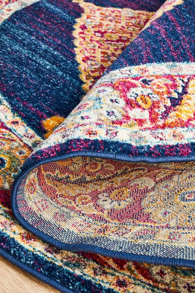 Century 966 Round Rug (Royal Blue) by Rug Culture