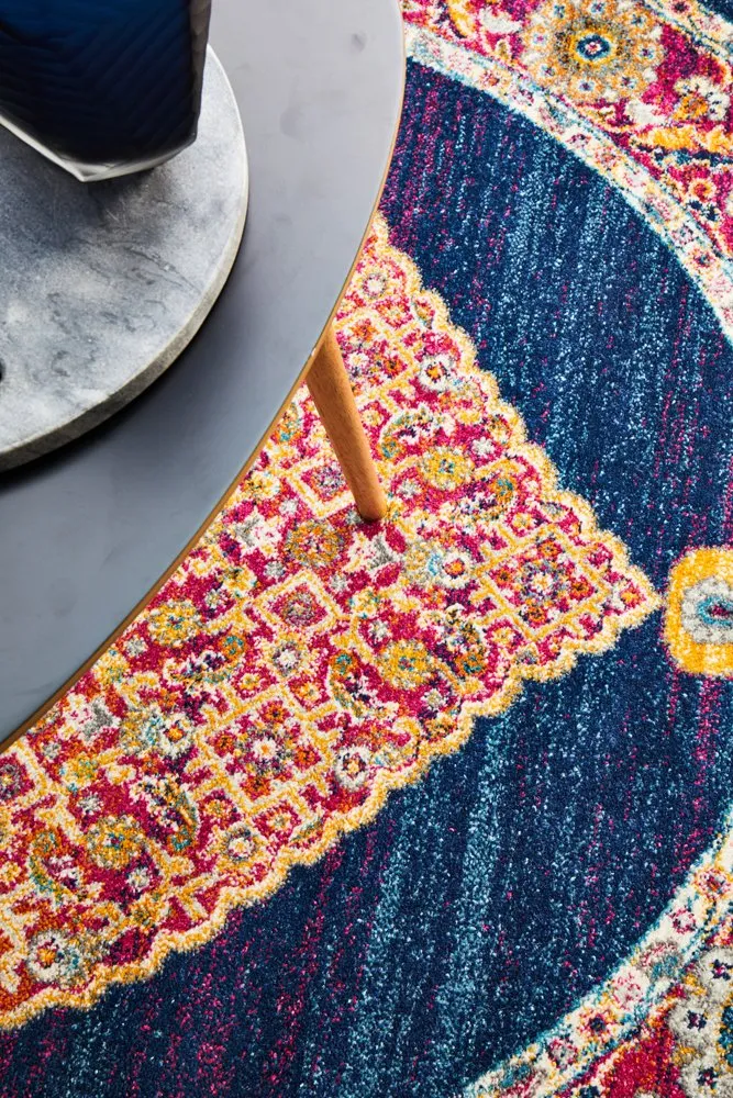 Century 966 Round Rug (Royal Blue) by Rug Culture