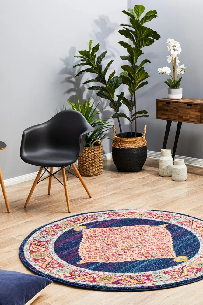 Century 966 Round Rug (Royal Blue) by Rug Culture