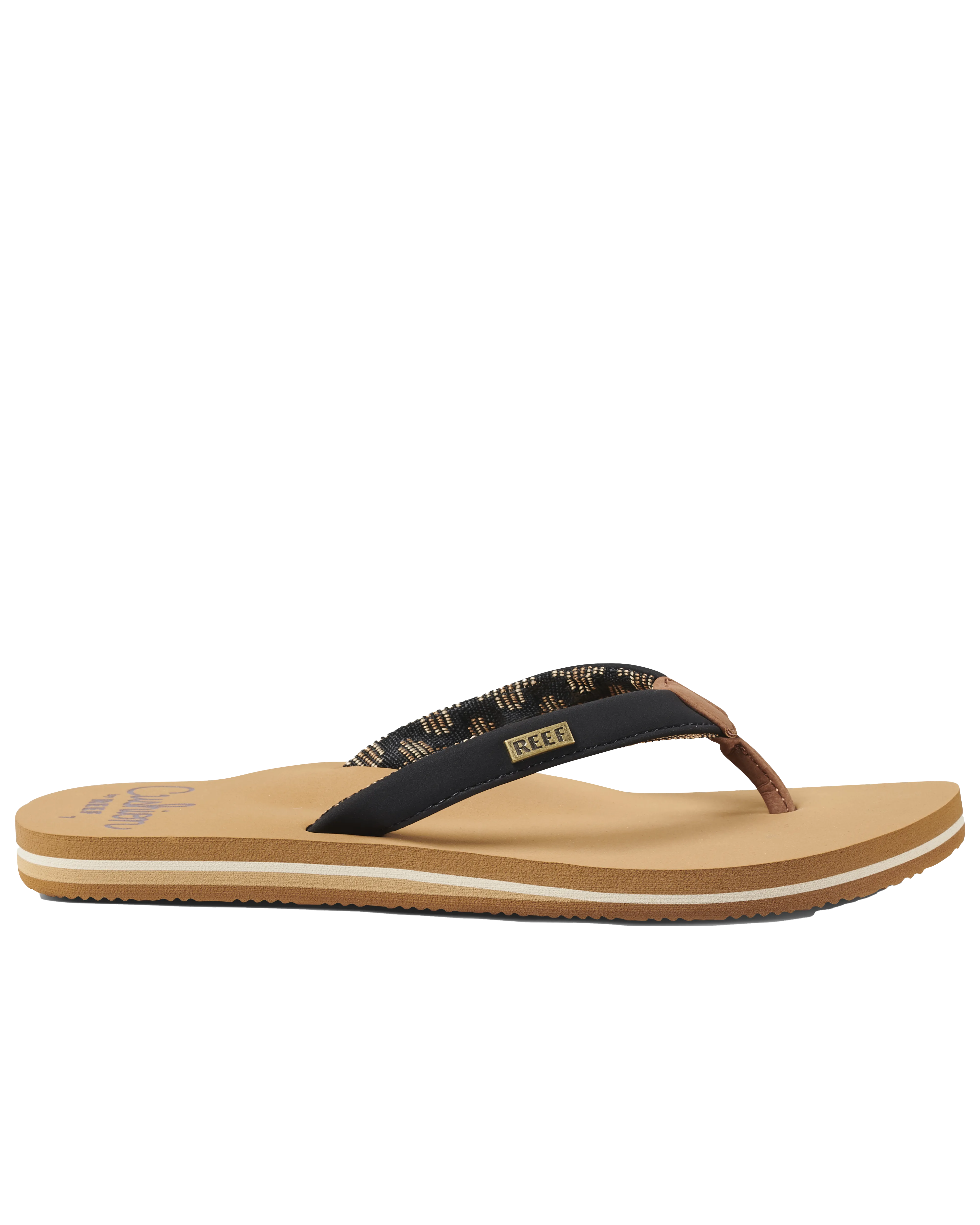 Cushion Sands Flip Flops in Black & Tan