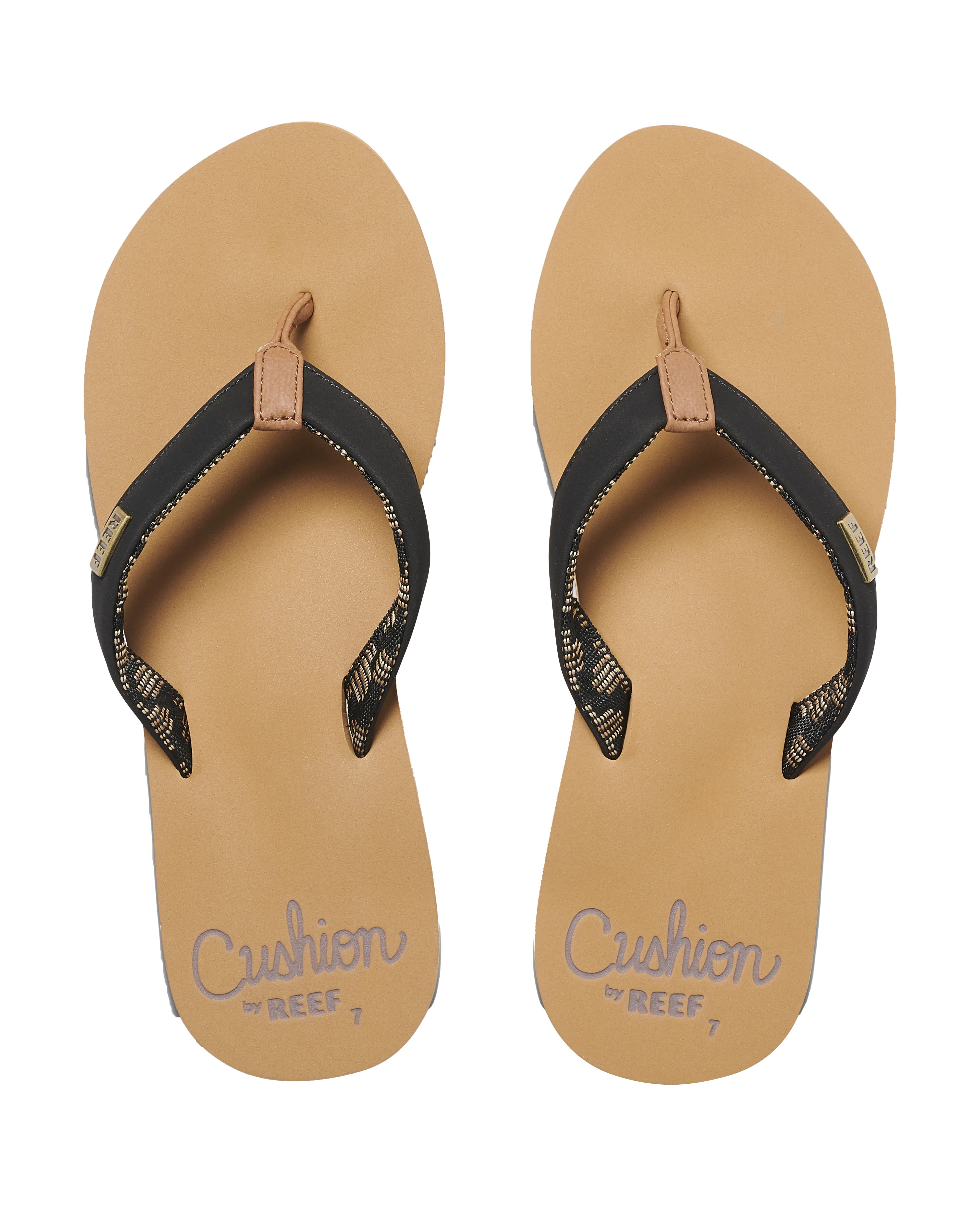 Cushion Sands Flip Flops in Black & Tan