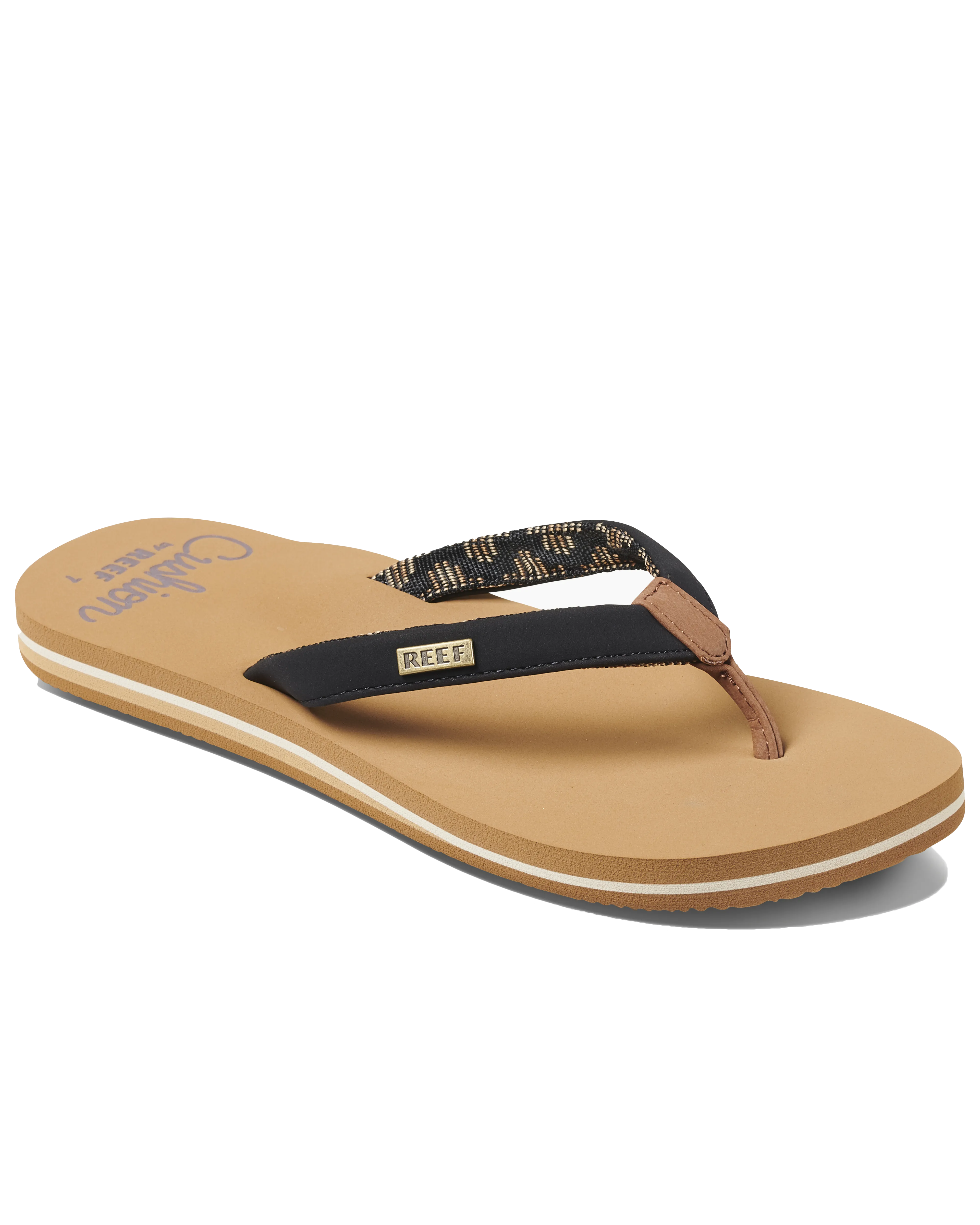 Cushion Sands Flip Flops in Black & Tan