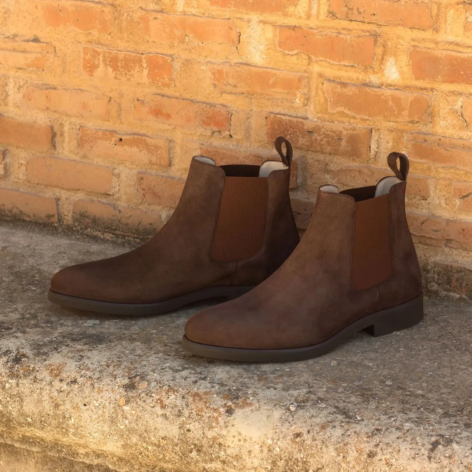 DapperFam Monza in Brown Men's Italian Suede Chelsea Boot