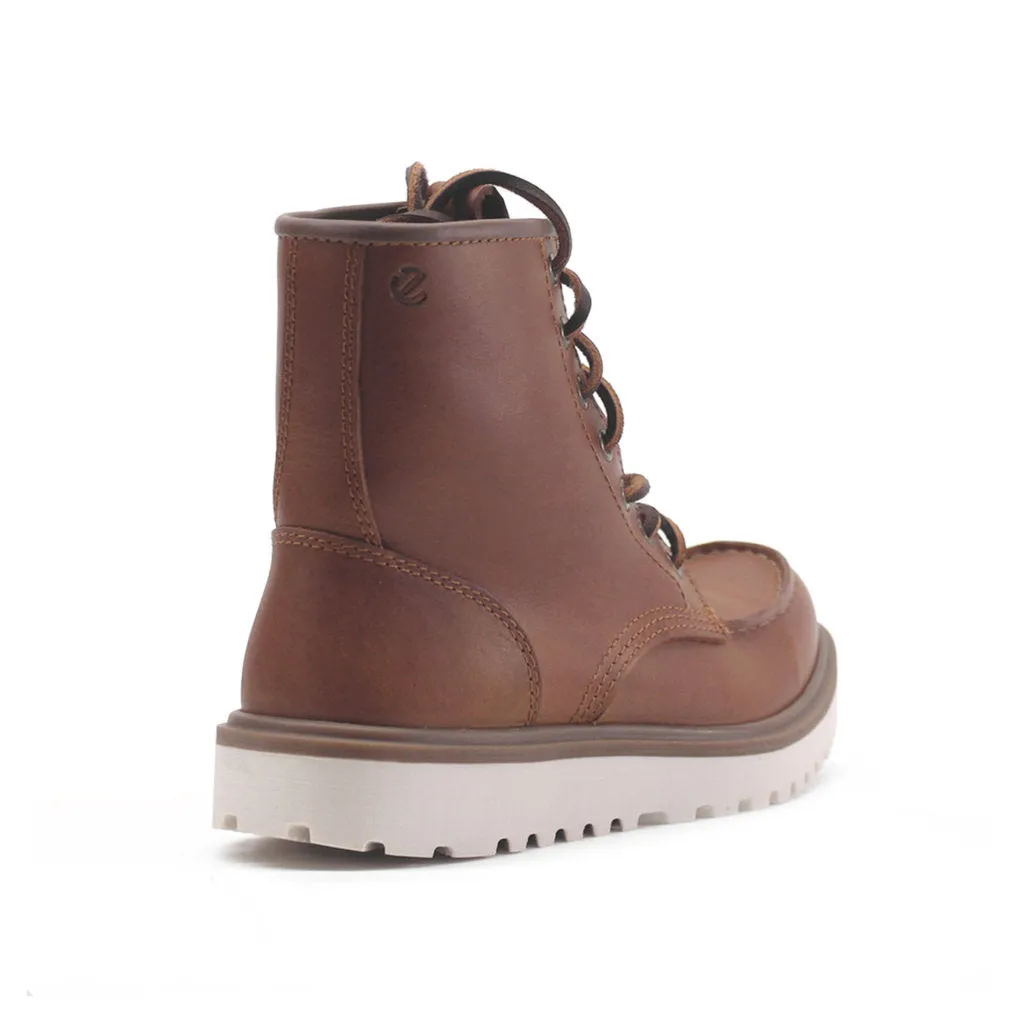 Ecco Staker Leather Women's Ankle Moc Toe Boots
