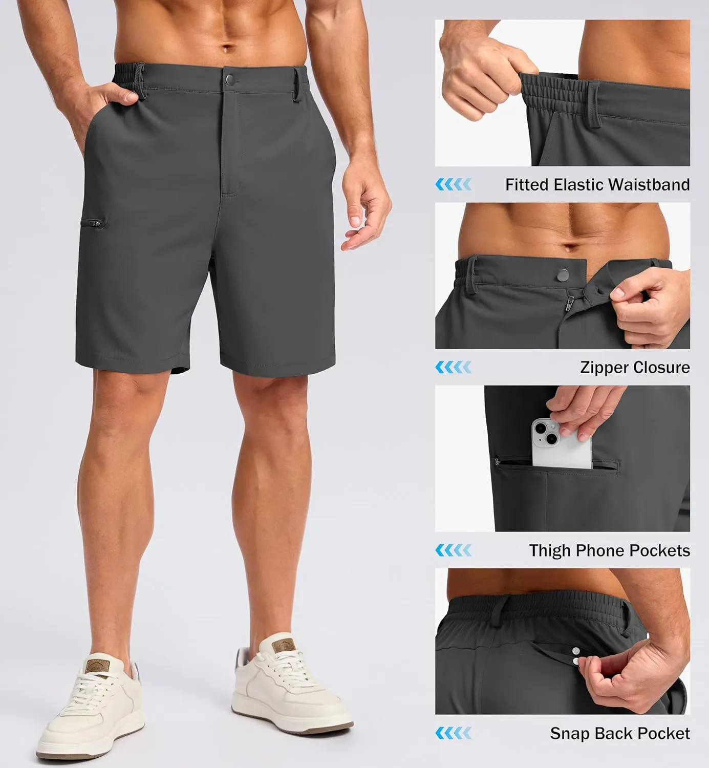 G Gradual Men's Casual Shorts 7"/ 9" Lightweight 4 Pockets Stretch Quick-Dry Summer Shorts for Golf Work Hiking Trips