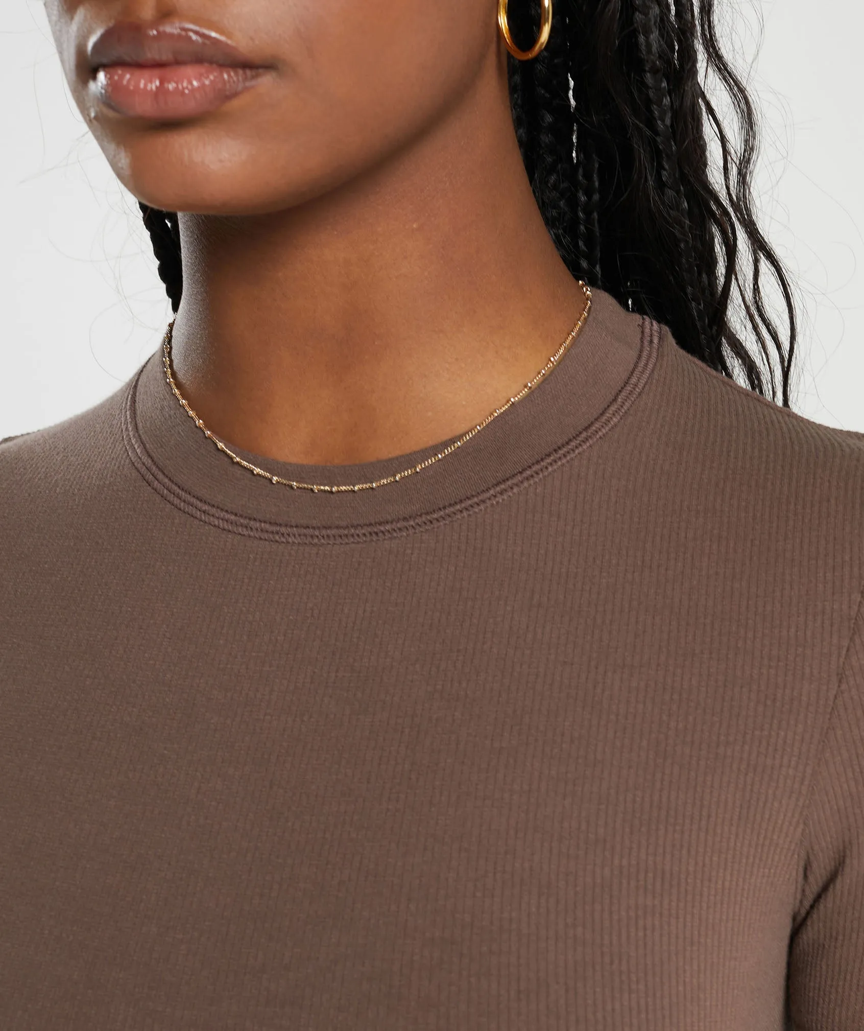 Gymshark Ribbed Cotton Seamless T-Shirt - Soft Brown