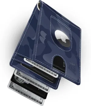 Kings Loot Trackable Airtag Wallet for Men | RFID Blocking Leather Design with Airtag Holder, Money Clip & Pull Tab | Minimalist Air Tag Wallets