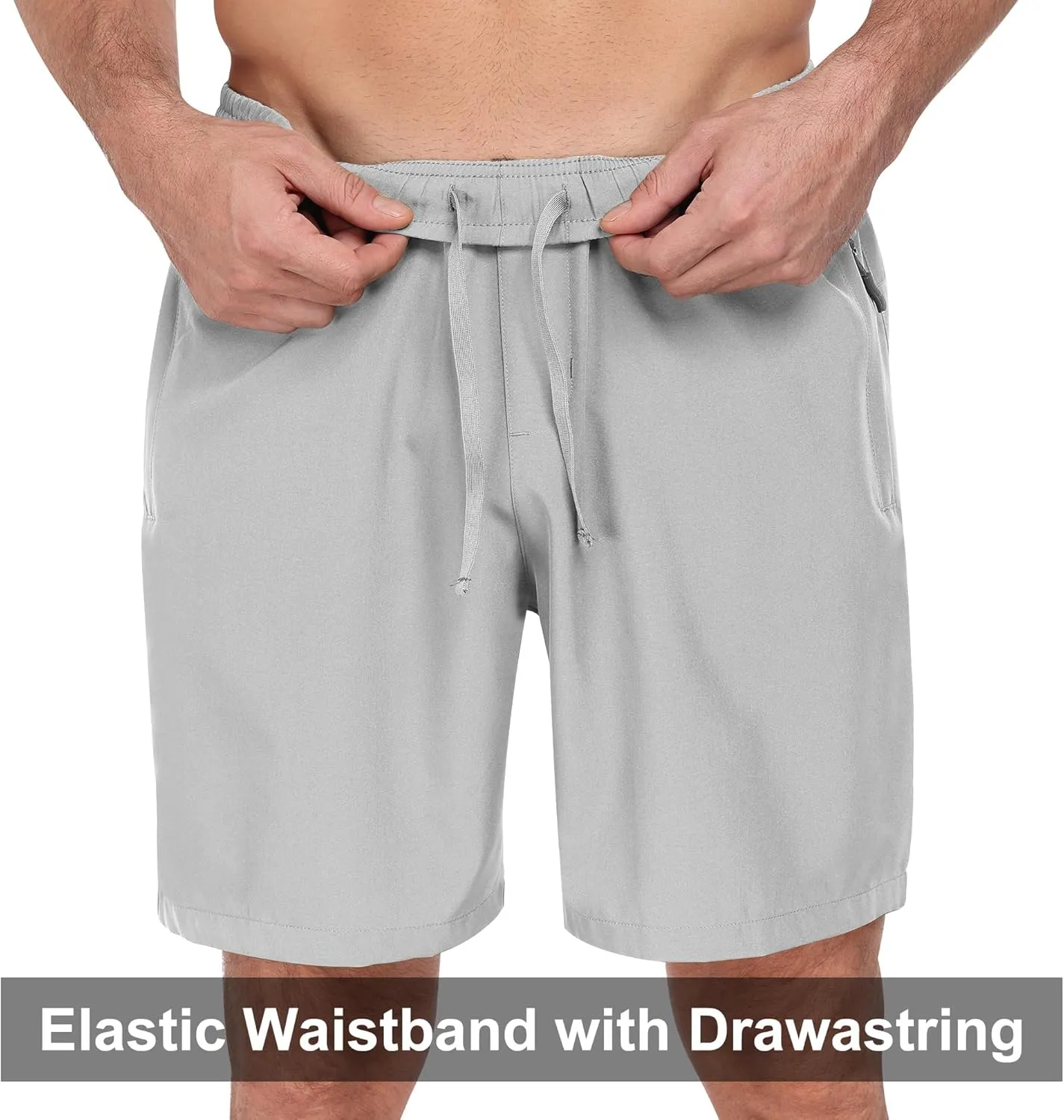 Men Running Athletic Shorts, Quick Dry 7 inch Inseam Gym Workout Men Shorts with Deep Pocket & Zipper