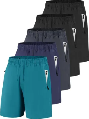 Men Running Athletic Shorts, Quick Dry 7 inch Inseam Gym Workout Men Shorts with Deep Pocket & Zipper