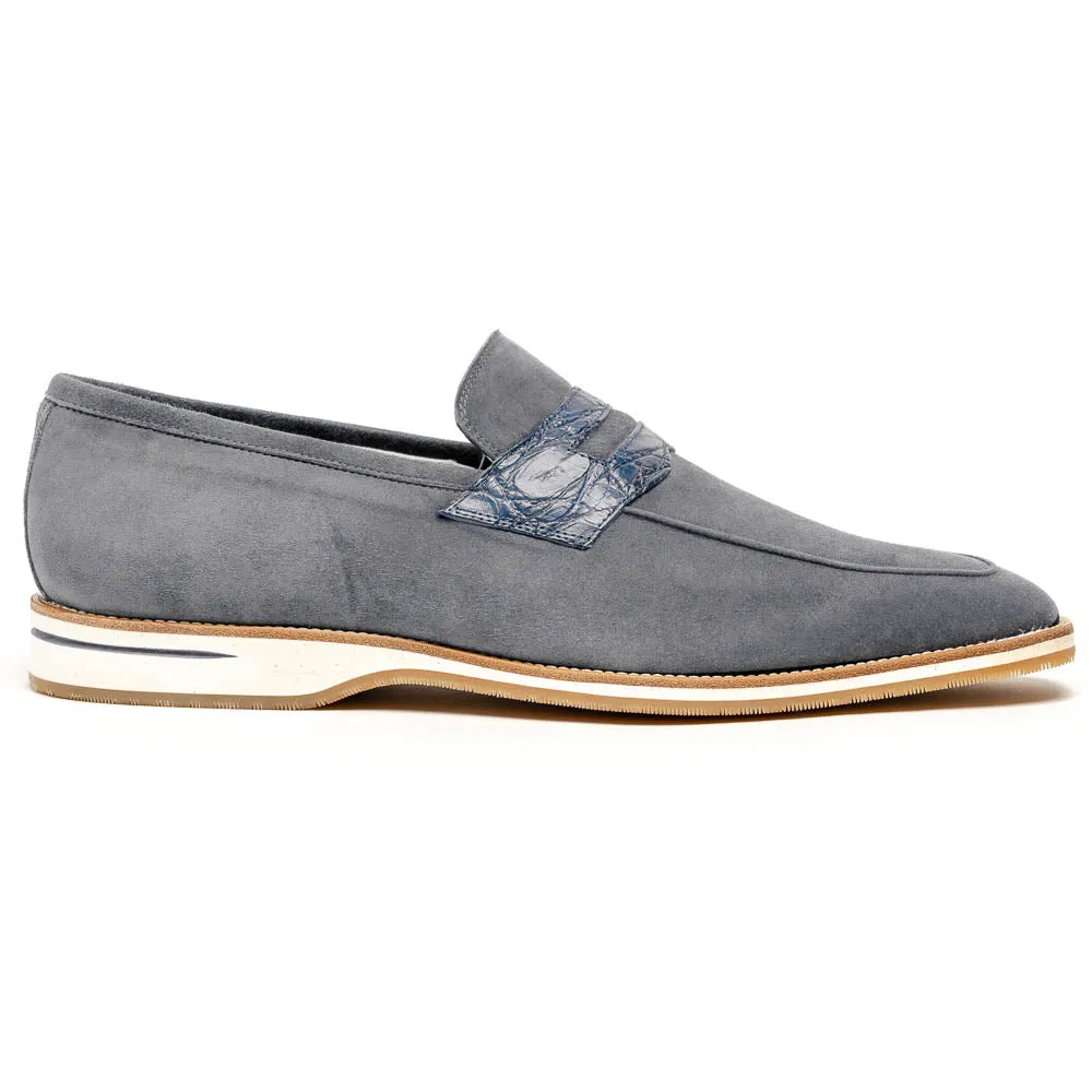Meo 3 Sueded Goatskin Penny Loafer in Grey by Zelli Italia