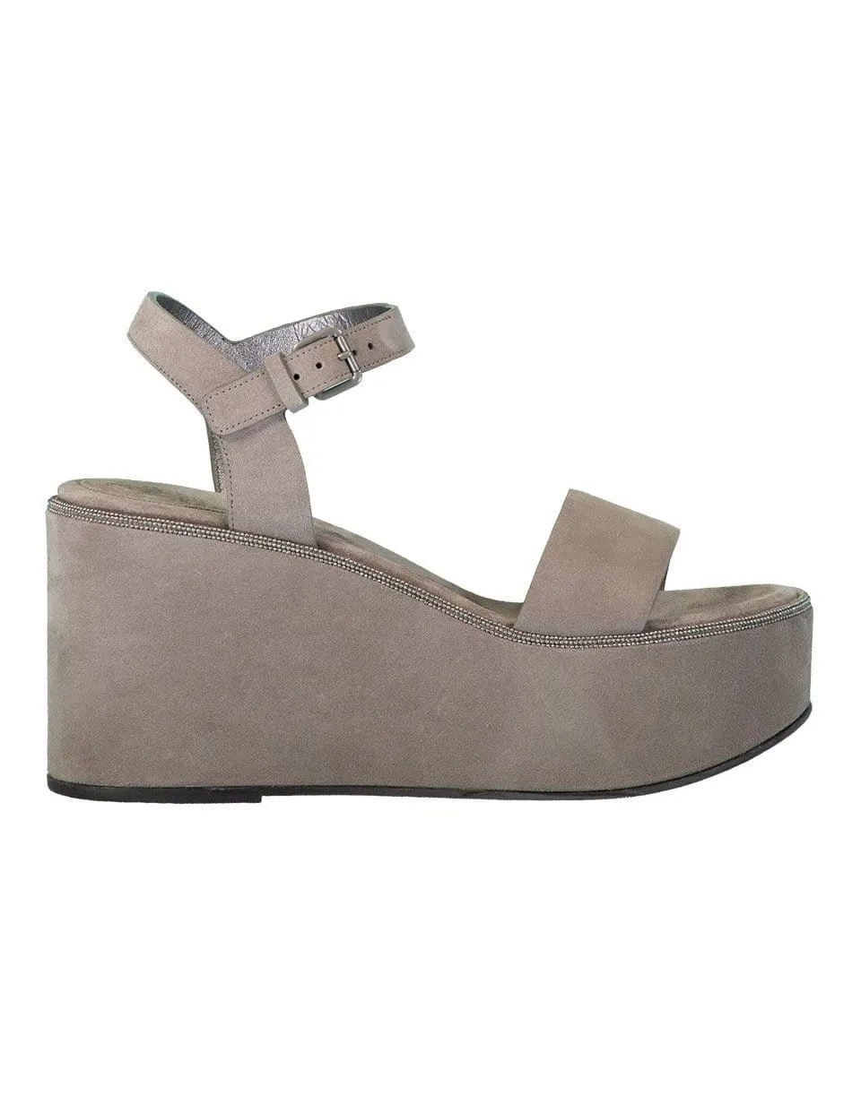 Monili Embellished Suede Flatform
