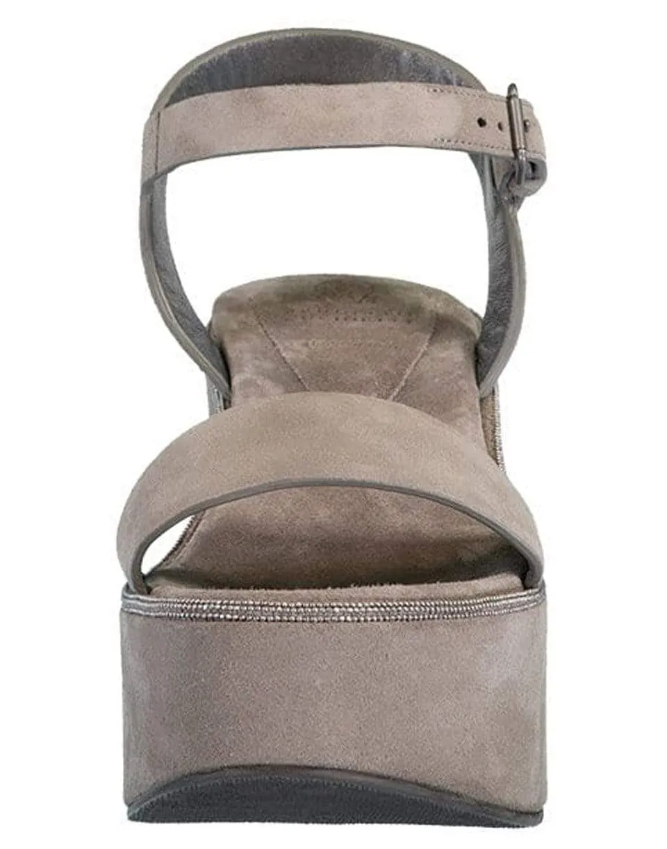 Monili Embellished Suede Flatform