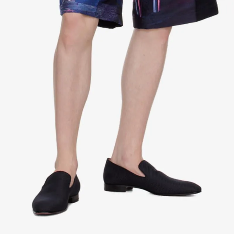Navy Blue Canvas Loafers