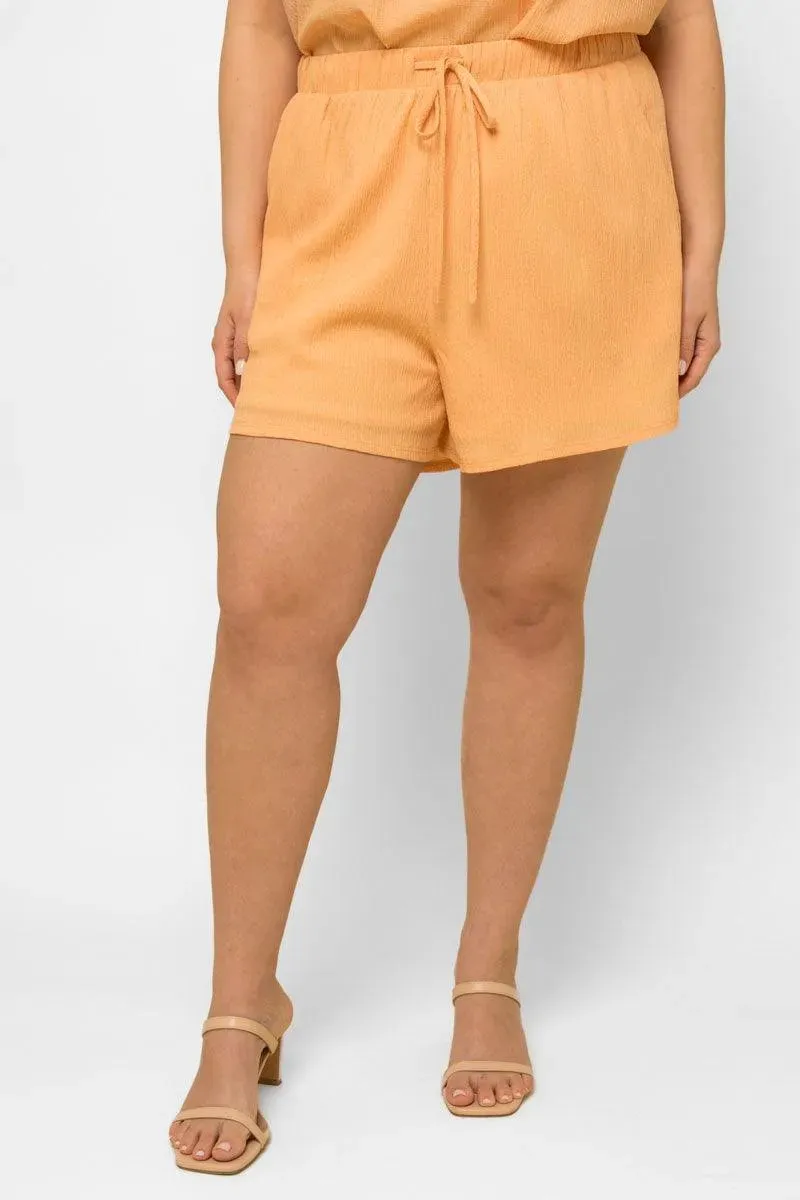 Plus Size Sleeveless Babydoll Top & Elastic Waist Shorts Set