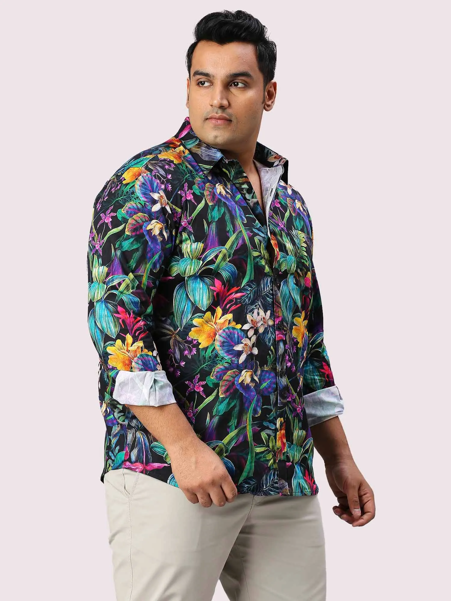 Posy Digital Printed Full Sleeve Shirt Men's Plus Size