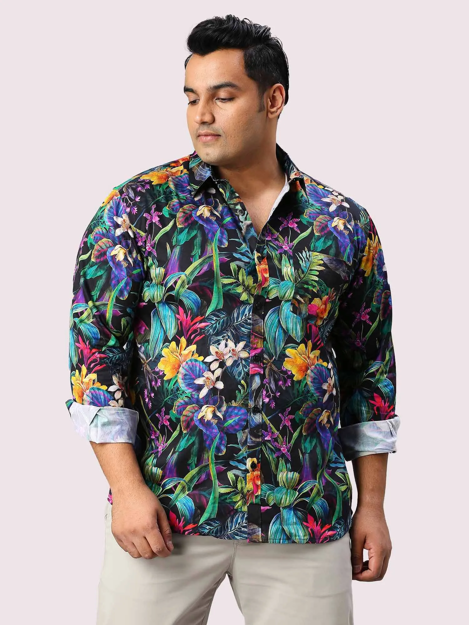Posy Digital Printed Full Sleeve Shirt Men's Plus Size