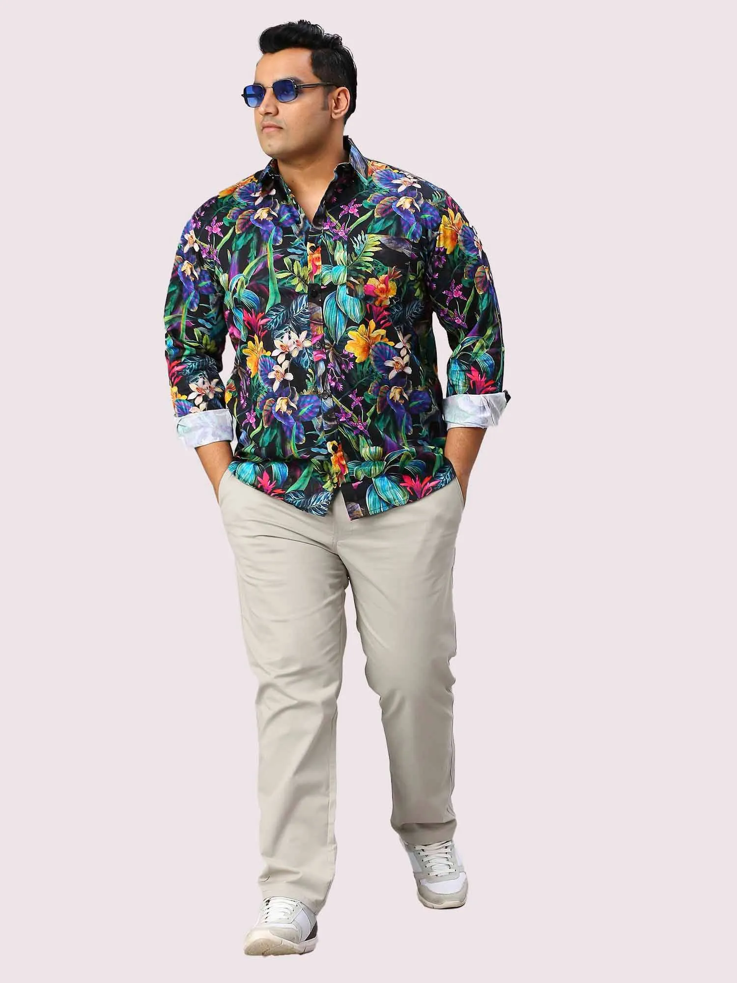 Posy Digital Printed Full Sleeve Shirt Men's Plus Size
