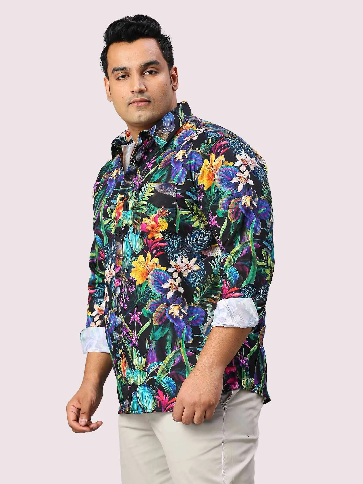 Posy Digital Printed Full Sleeve Shirt Men's Plus Size