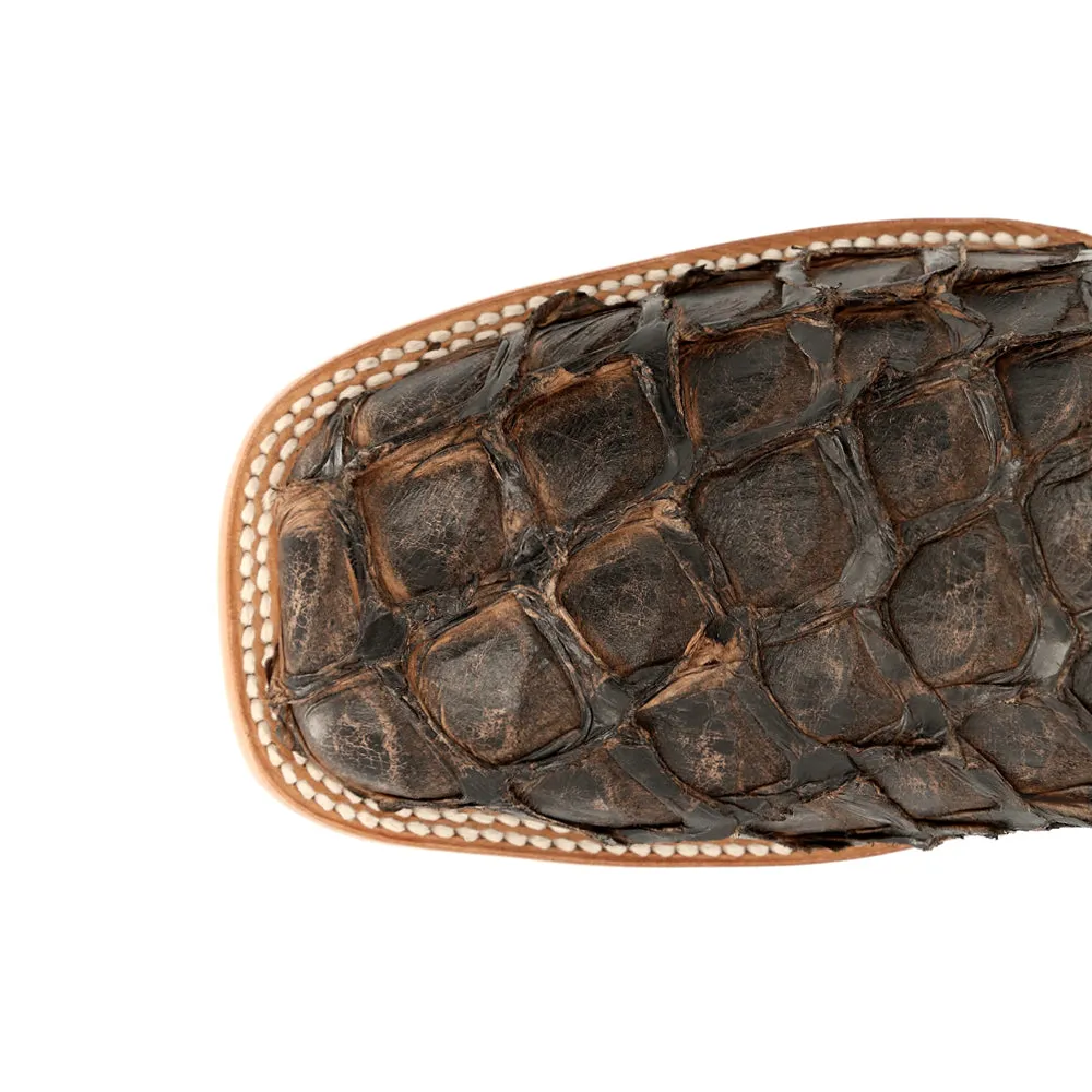 Premium Exotics Pirarucu Square Toe Cowboy Boots
