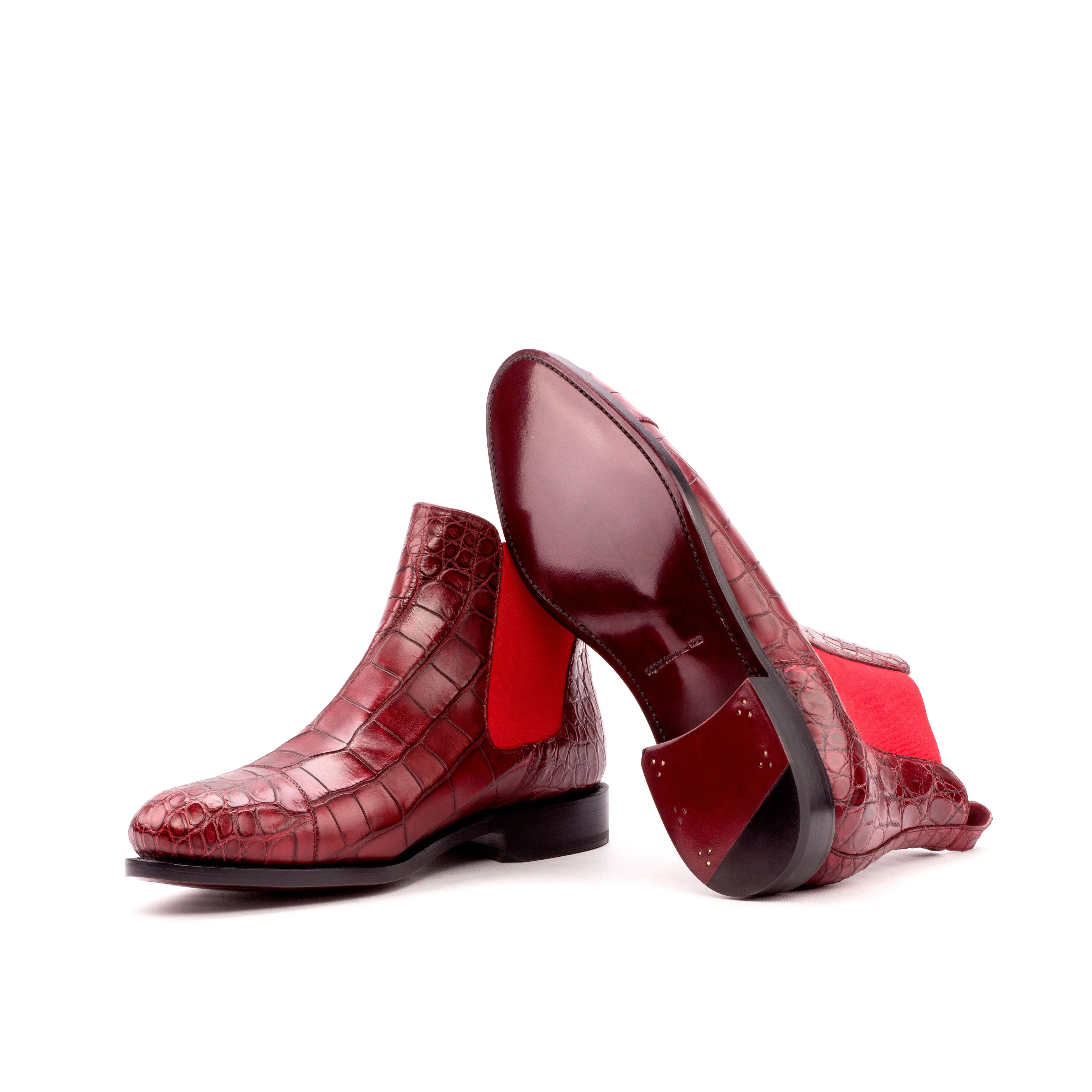 Red Alligator Chelsea Boots