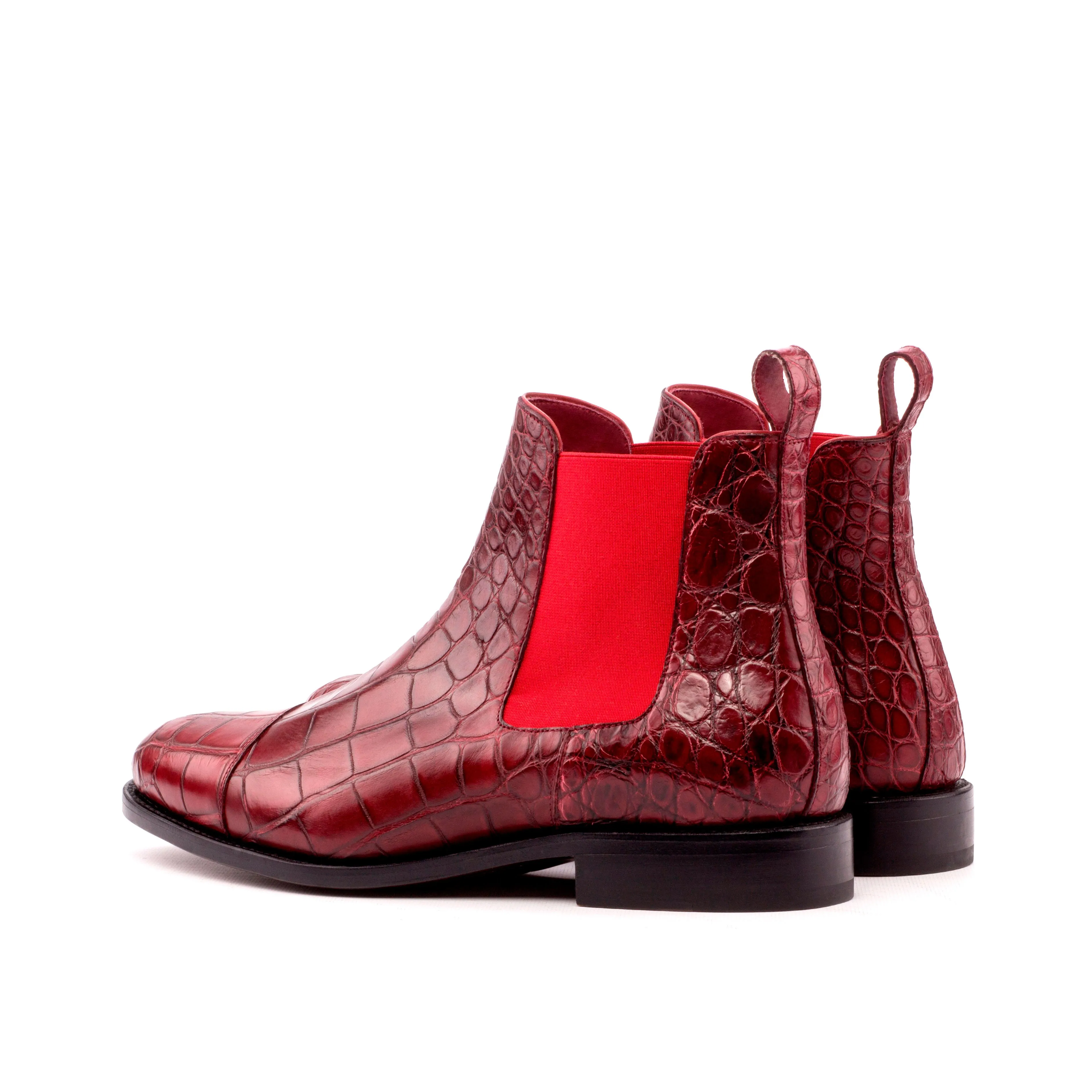 Red Alligator Chelsea Boots