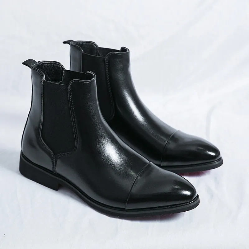 Roma - Red Bottom sole leather Chelsea Boots For Men