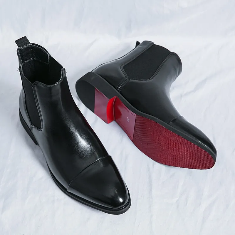 Roma - Red Bottom sole leather Chelsea Boots For Men
