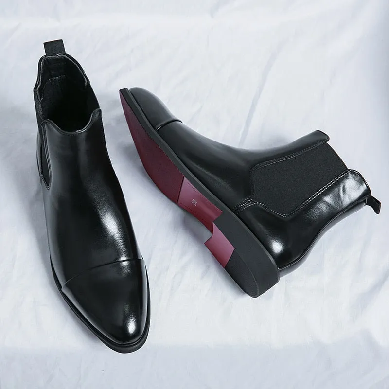 Roma - Red Bottom sole leather Chelsea Boots For Men