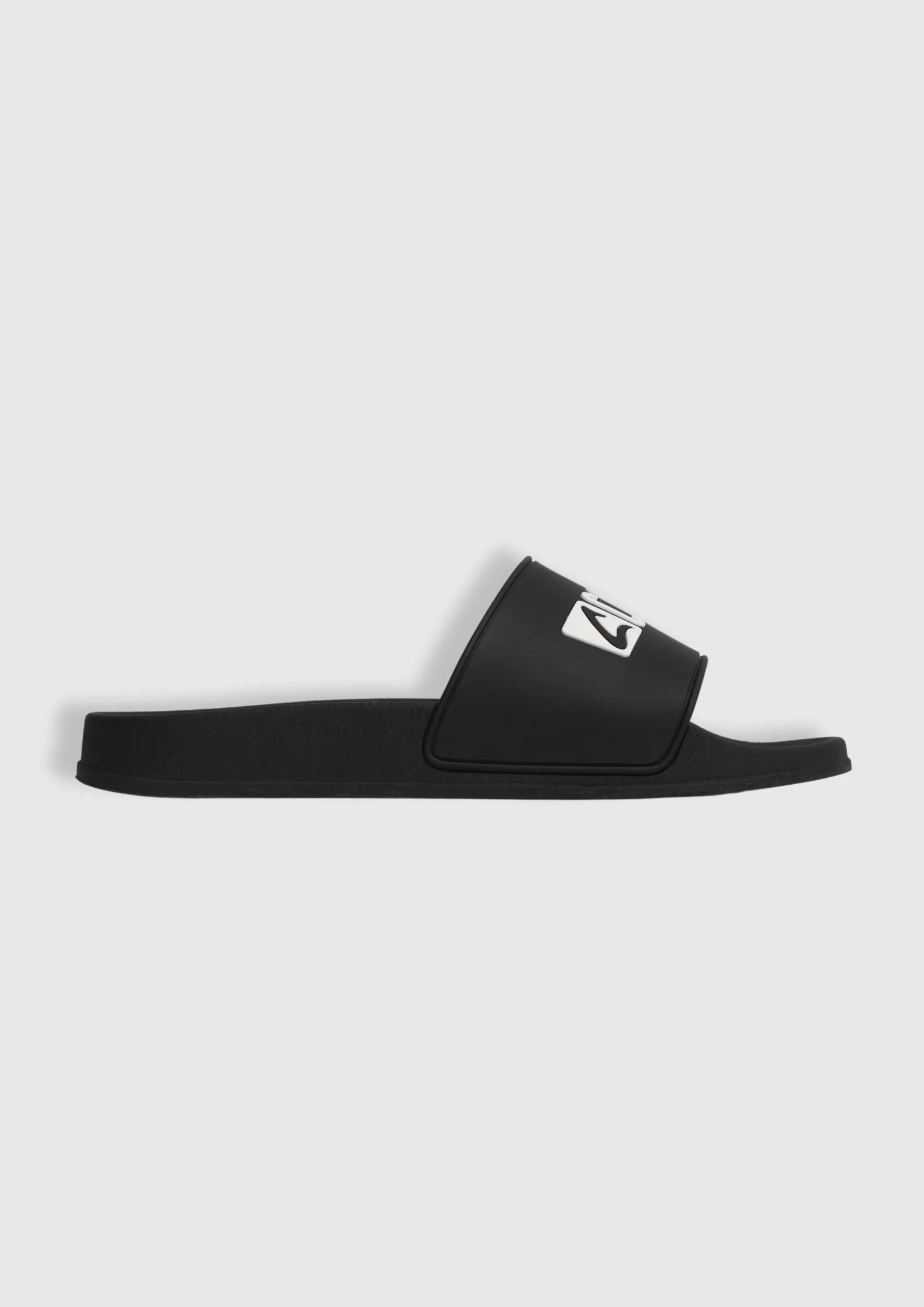 Slide Flat Rubber Sandals in Black