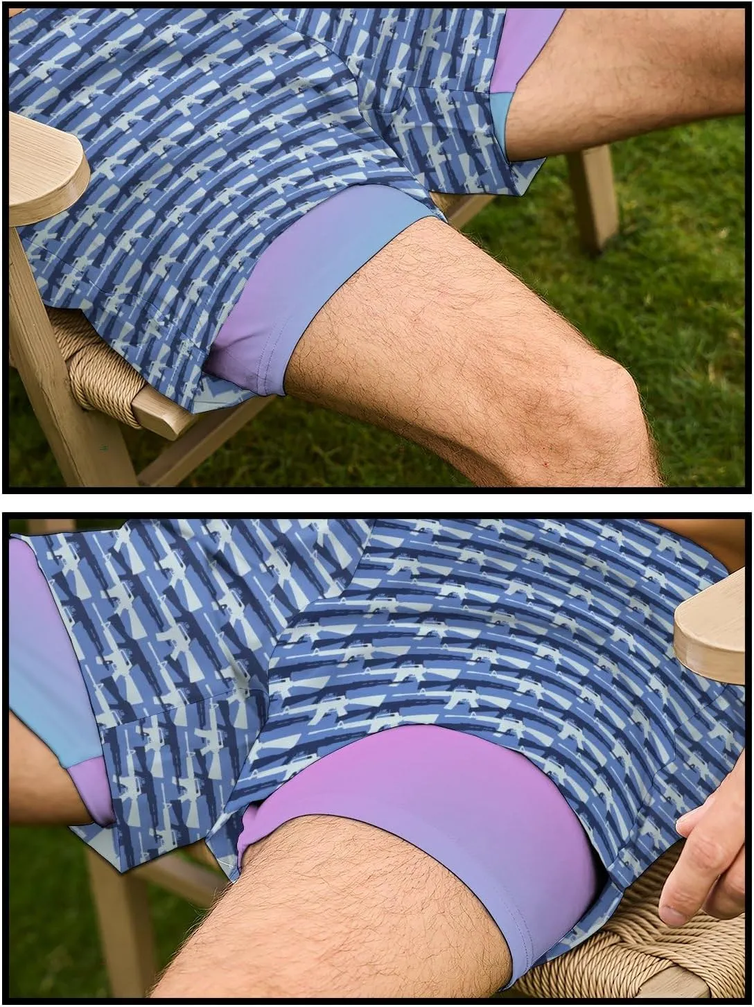 Socira Men's Swim Trunks with Compression Liner, Quick Dry Mens 2 in 1 Swimming Trunks Men Beach Bathing Suits Swimsuit